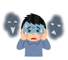 不安感を感じる男性のイラスト